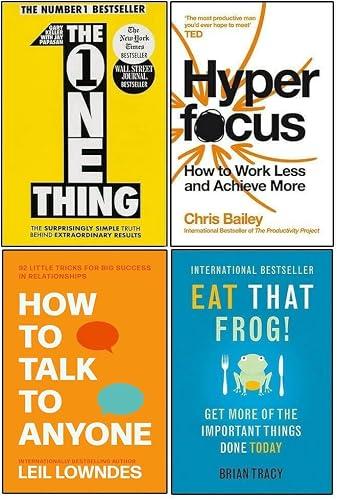 The Psychology of Money, Hyperfocus, Eat That Frog!, How to Talk to Anyone 4 Books Collection Set book cover
